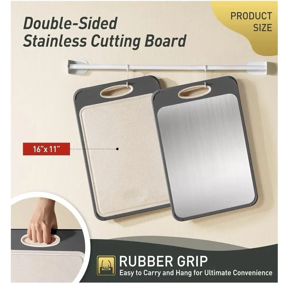 Stainless Steel Cutting Board Double Sided Large Size (16